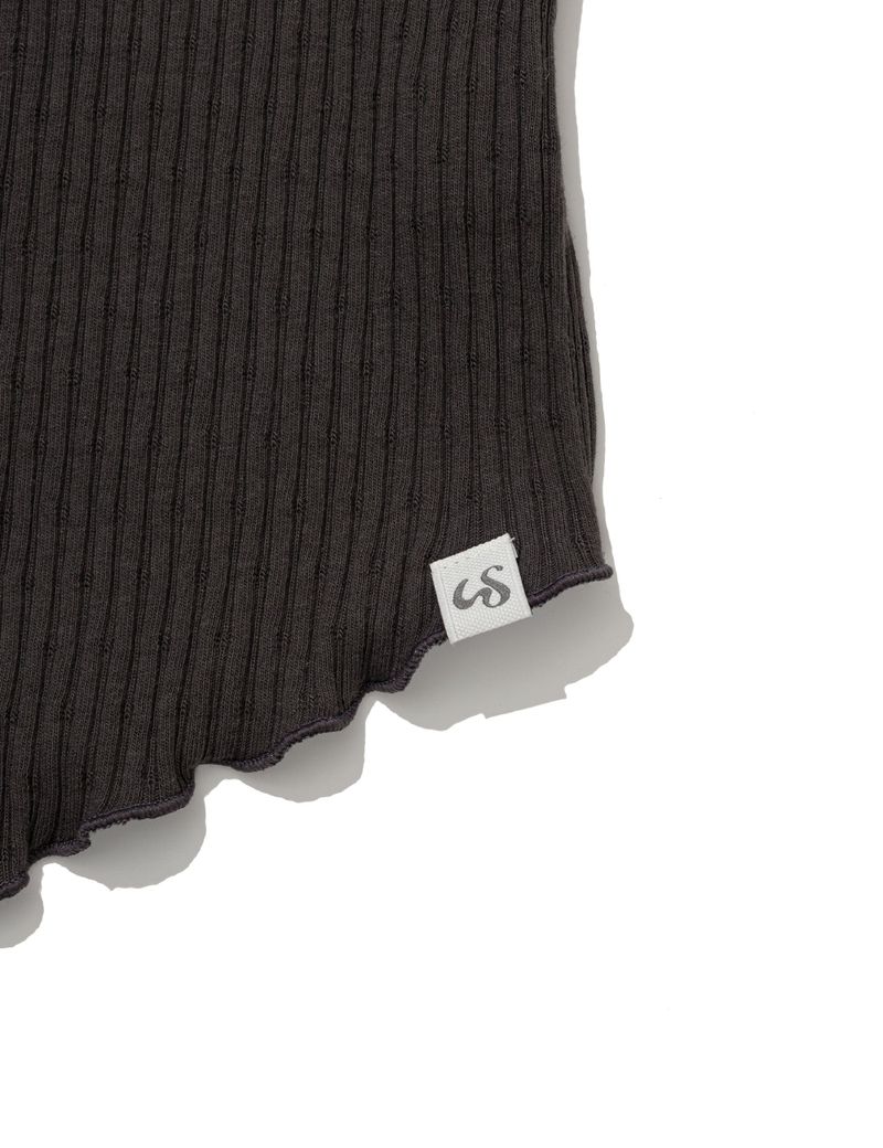 ASYMMETRIC RIB OFF-SHOULDER TEE(CHARCOAL)