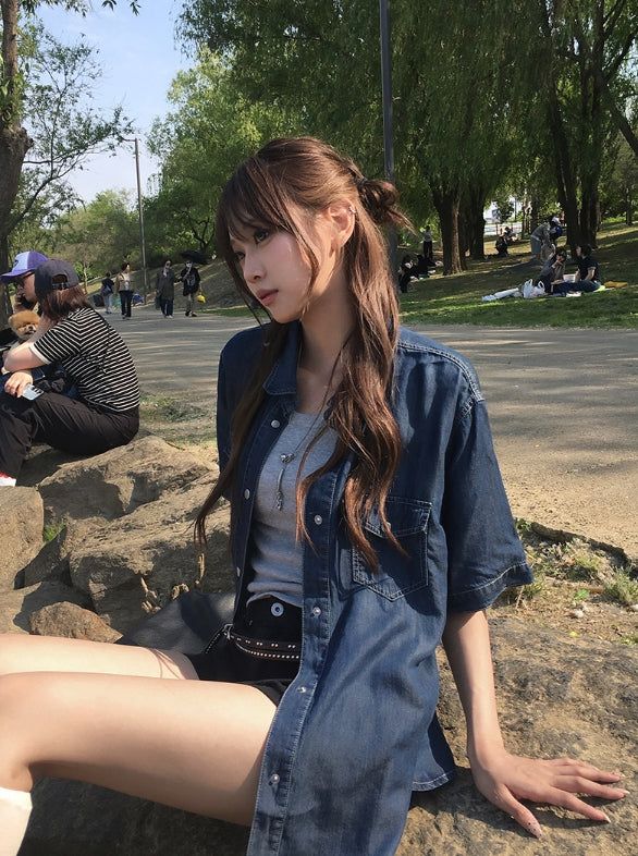 anyonemore（エニーワンモアー）の「Coser Tencel Western Short Sleeve Denim Shirt（Tops）」