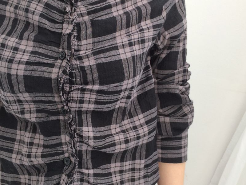ruffle frill checkered short shirt