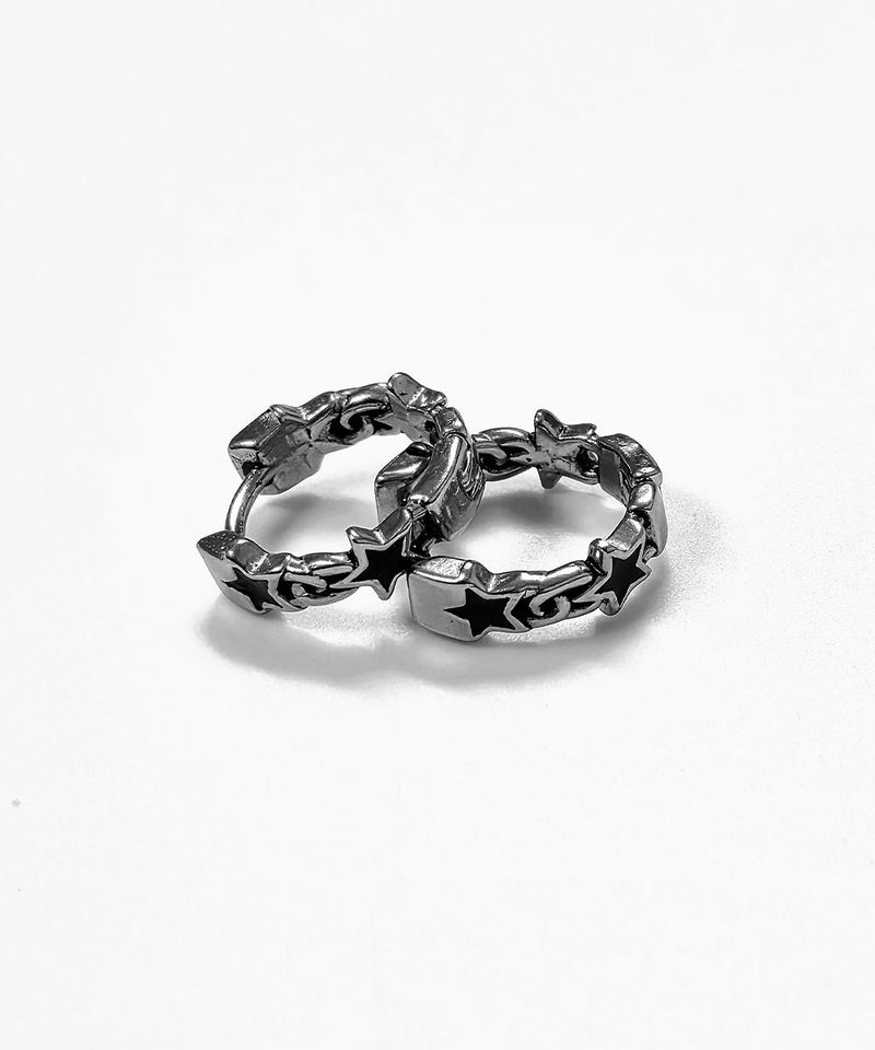 ブラックスターワンタッチイヤリングピアス 2PCS