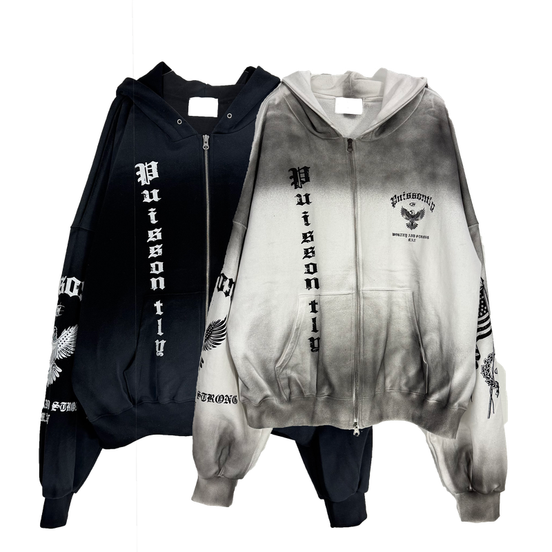 dirty eagle hooded zip-up