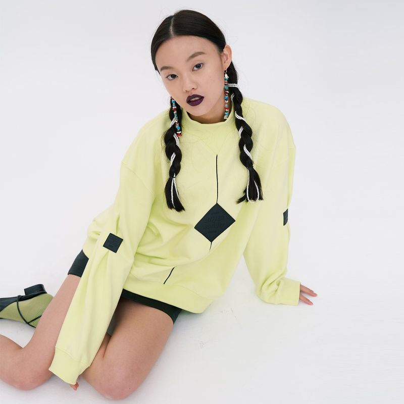 Square point Sweatshirts [Lime]