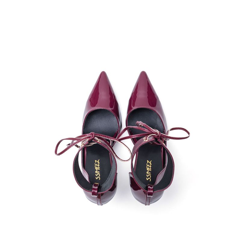 Ankle Point Stiletto Heel(Burgundy)