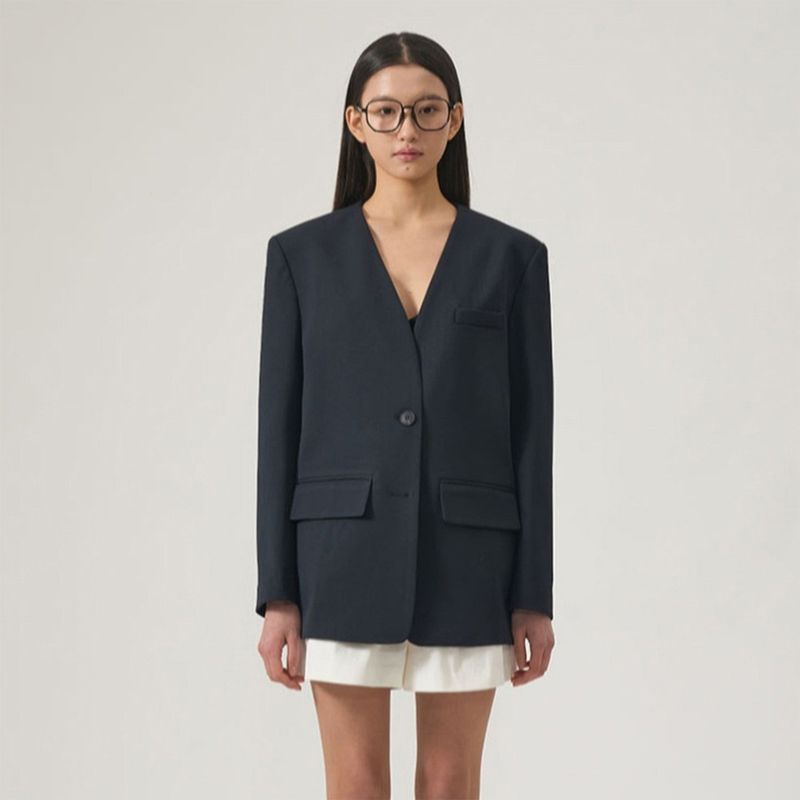 Loventina（ラヴェンティナ）の「No Collar Tailored Jacket_Navy（Jackets/Outerwear）」