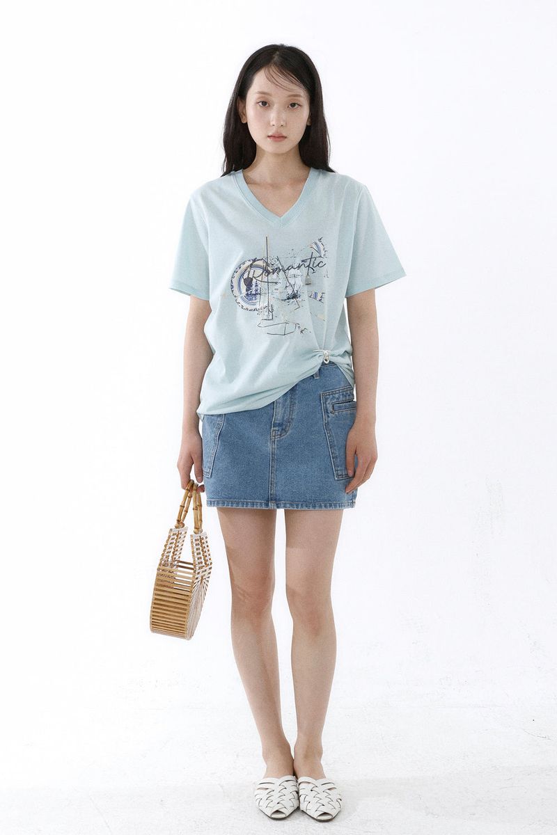 GALAXY V-NECK T-SHIRT_ICE MINT