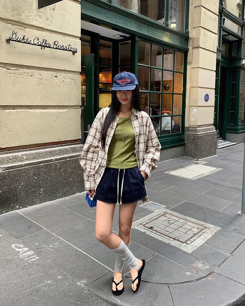 [ORIGINAL] Curry Summer Check Oversized Shirt
