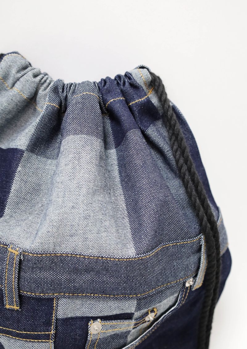 Square Denim Pocket Backpack
