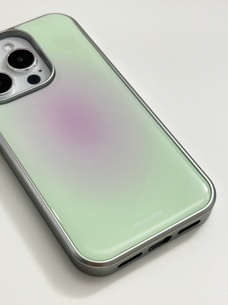 tiny weather(タイニーウェザー)の「blush epoxy silver case-pink+light green(Smartphone Accessories)」