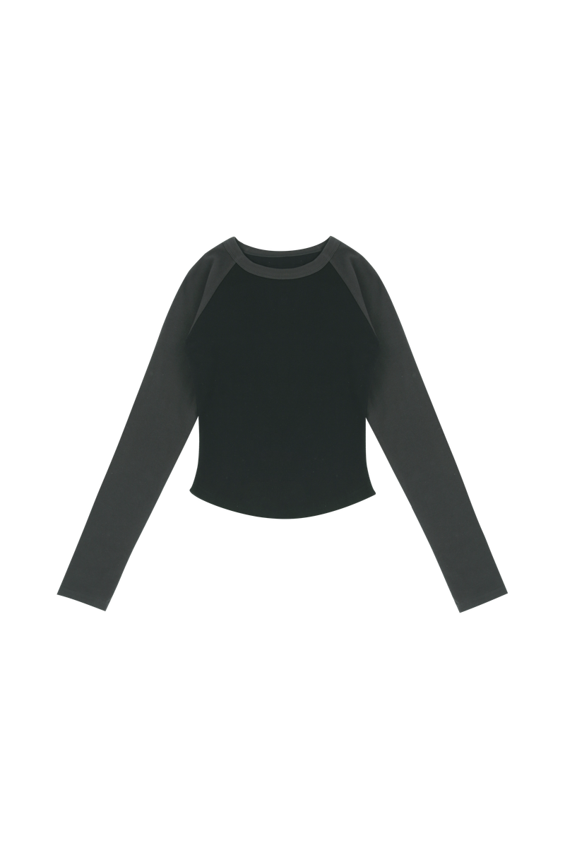 C RAGLAN LONG SLEEVE T-SHIRT_BLACK