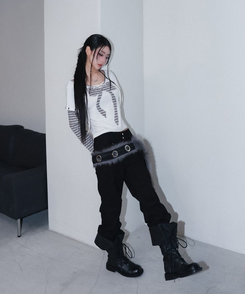 metalic stud boots cut pt - black