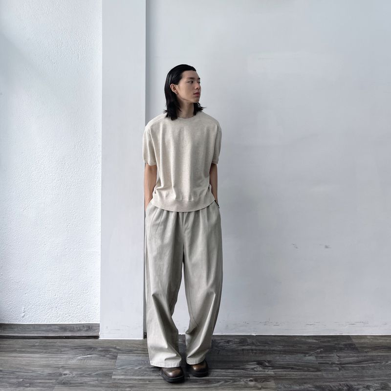 Slate Wide-Silhouette Trousers