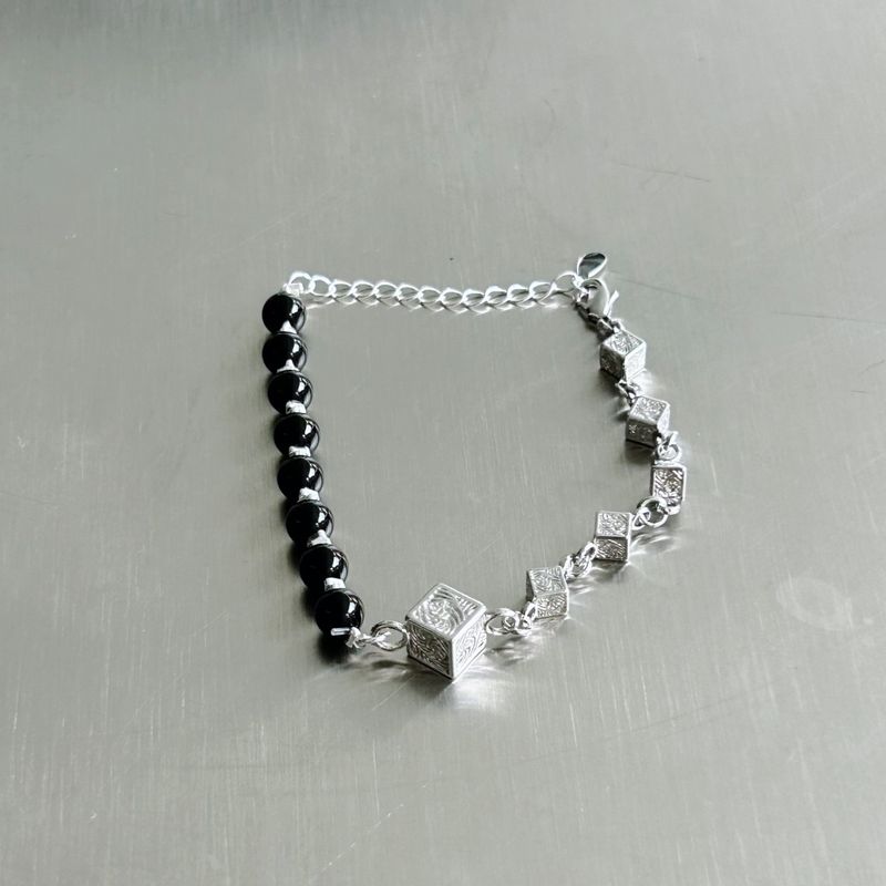 Obsidian Cube Structure Bracelet