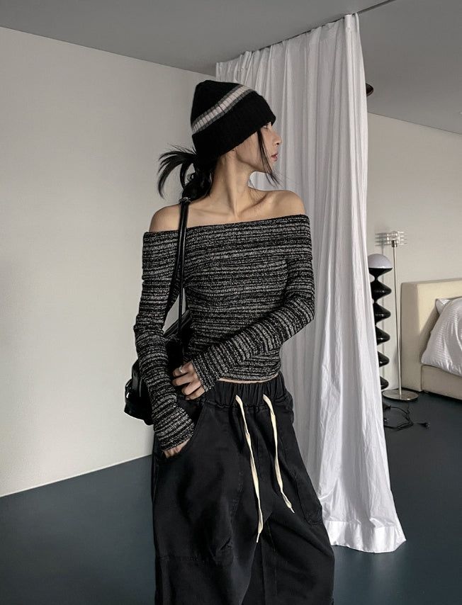 Sein Bokashi Off Shoulder Knit