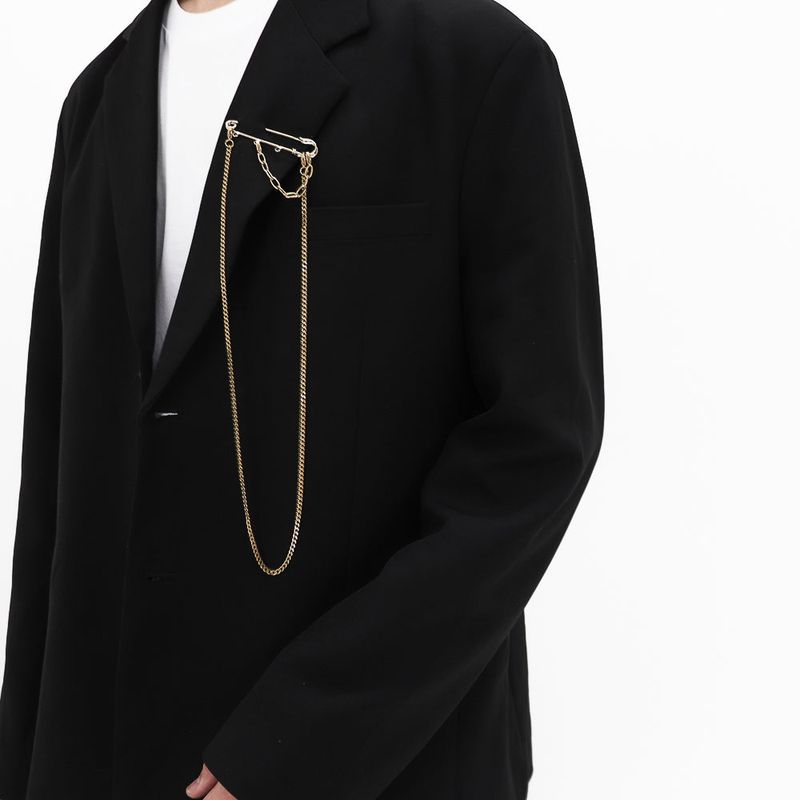 Men's gold clothespin brooch_CLEF GOLD SWAG Brooch