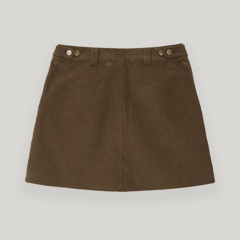 Brown Corduroy Patch Mini-Skirt