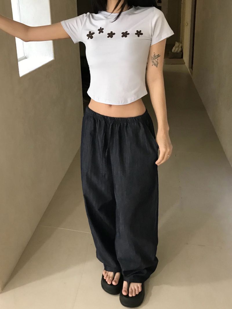 Summer Coast Non-Fade Cool Denim Wide Pants