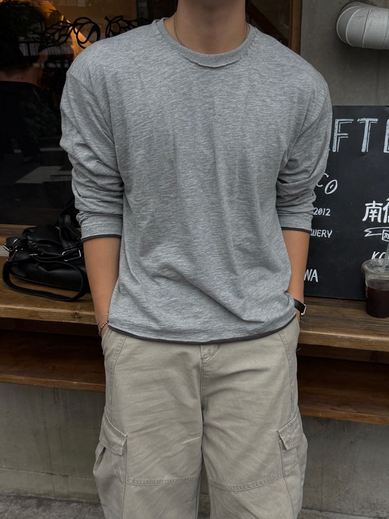 マティ スラブ カット ロングスリーブ Tシャツ