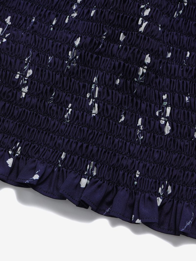 Ribbon square blouse (Navy)