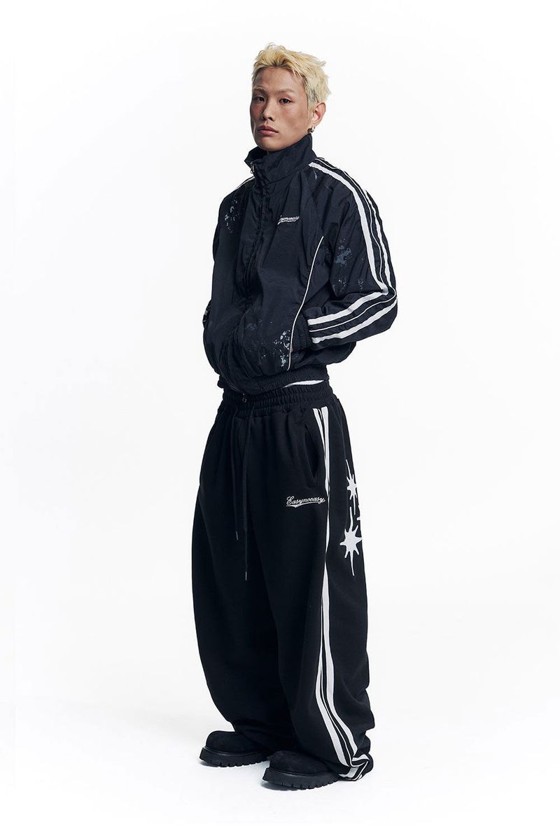 Dirty Nylon Piping Track Jacket - Black