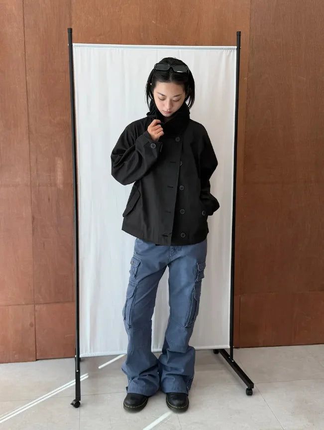 HIGH-NECK BUTTON JACKET