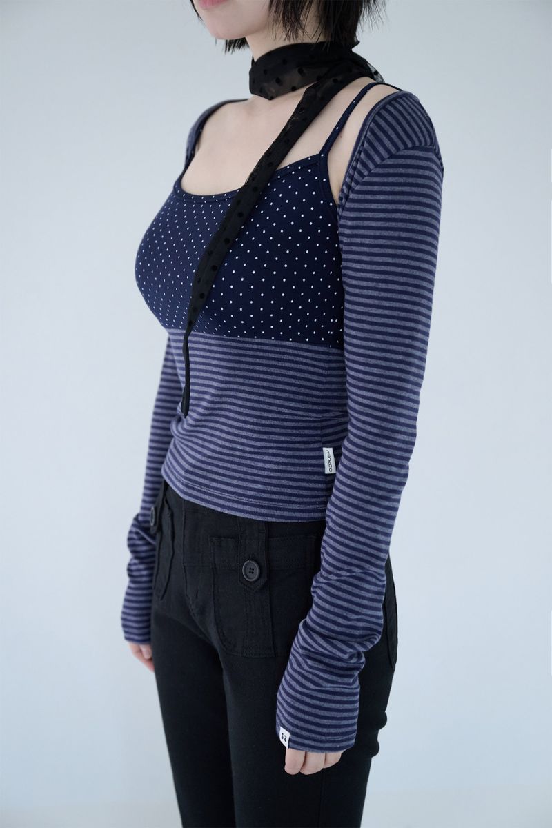 MIXED PATTERN CAMI & BOLERO SET NAVY