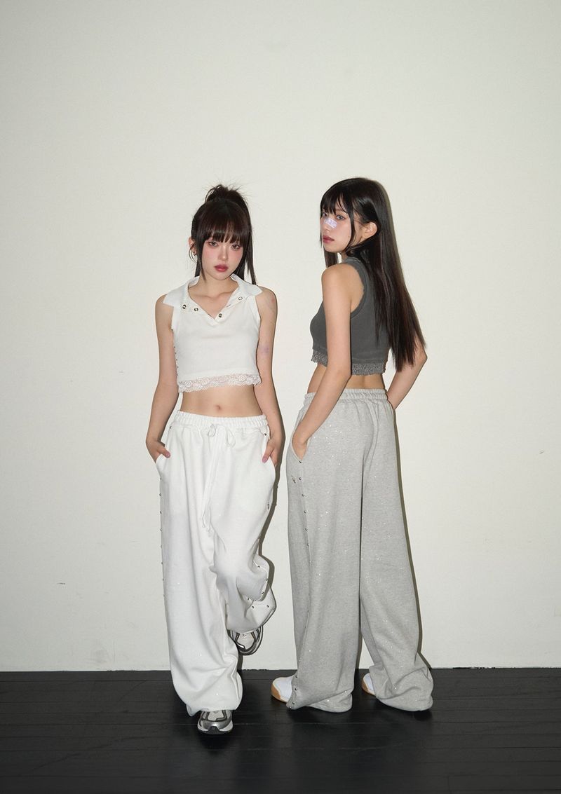 (4th reorder) stud twinkle jogger pt - grey