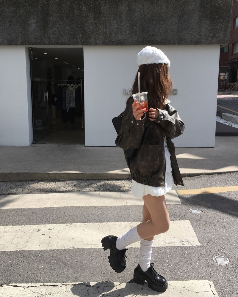 [Made] Rene leather jacket -brown