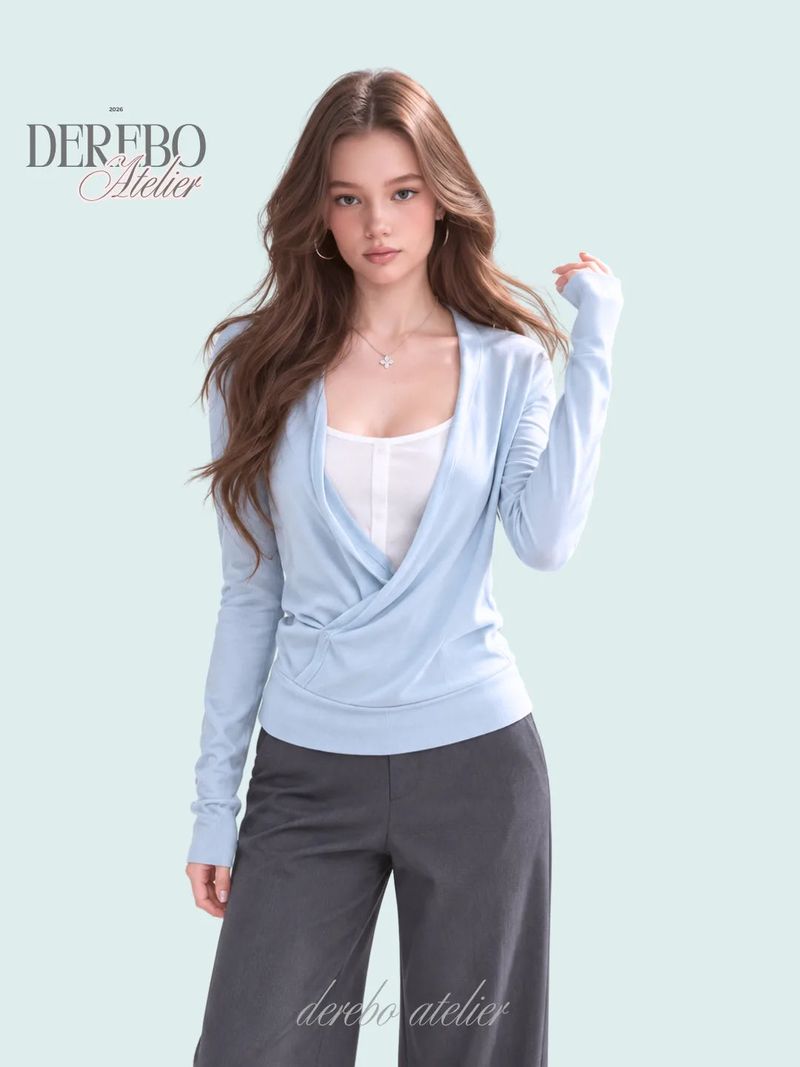 Sky crossover layered long-sleeve tee