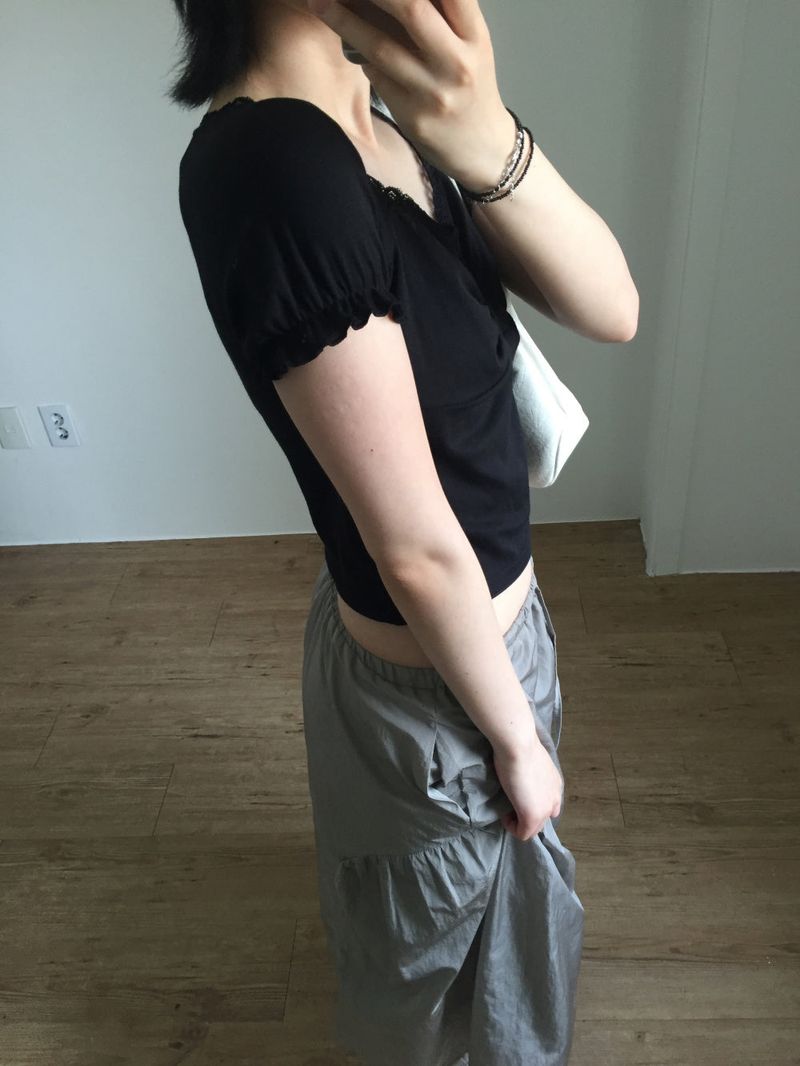 Lace shirring short sleeve(4color)
