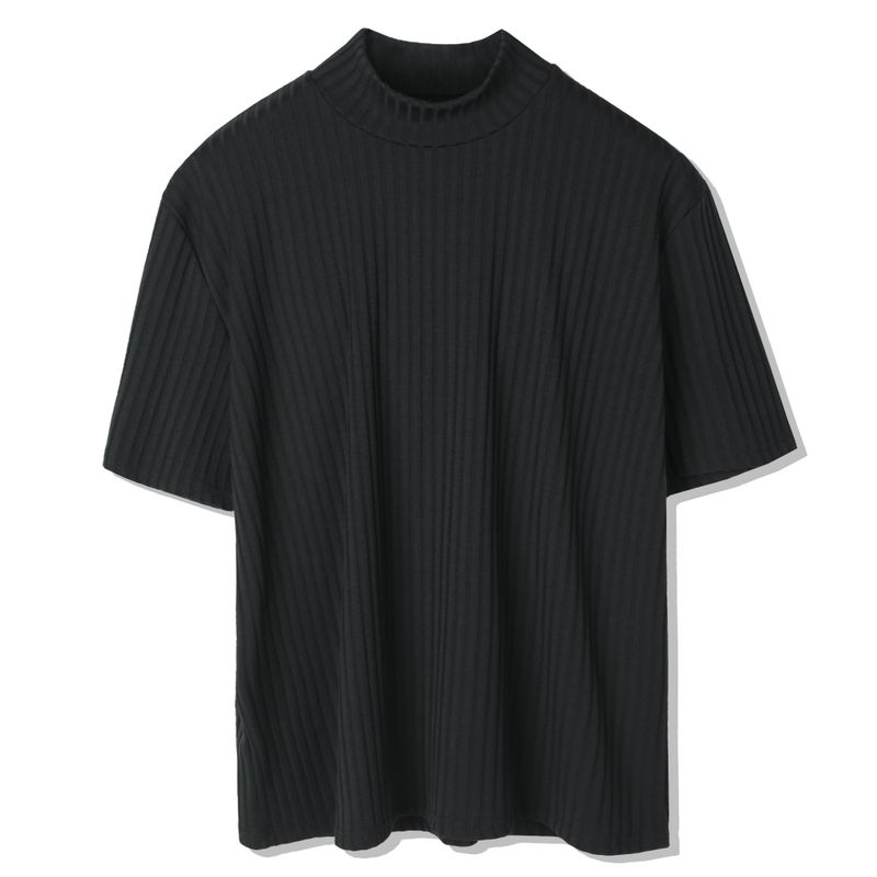 MOCK NECK HALF T-SHIRT BLACK