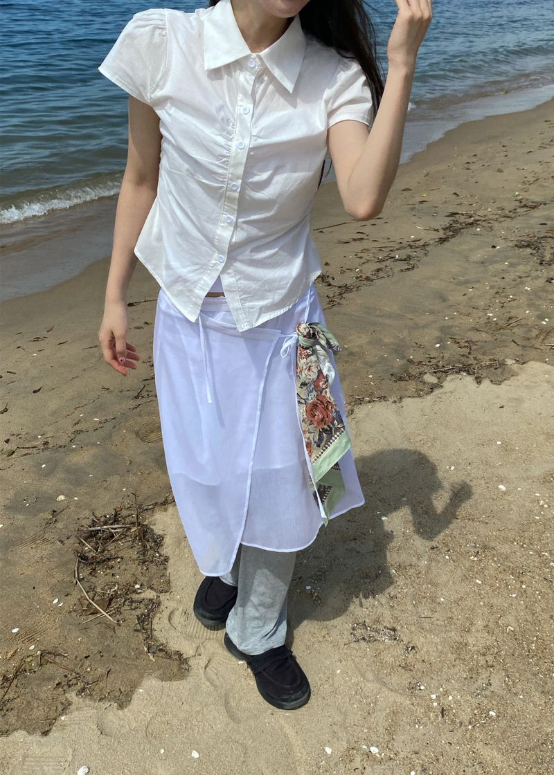 PUFF SLEEVE SHIRRING BLOUSE