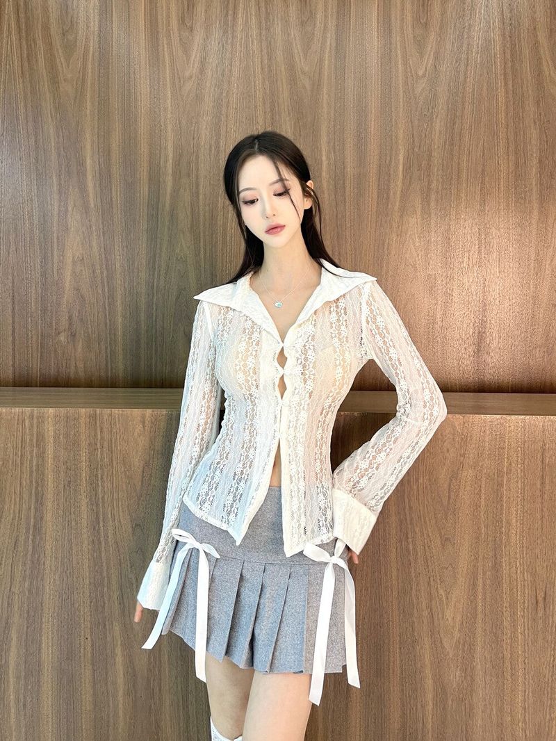 1021. Wool Double ribbon pleats mini sk (2color)