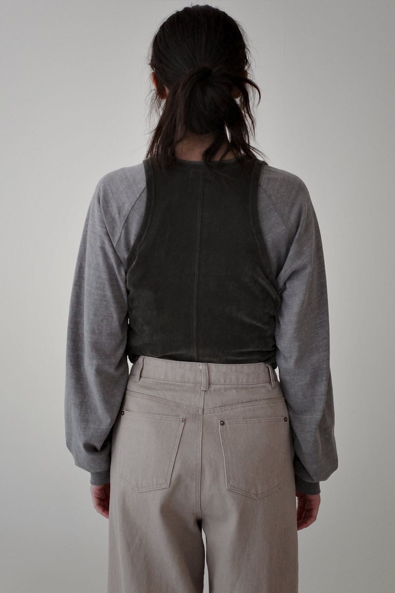 Washed straight leg pants, Beige