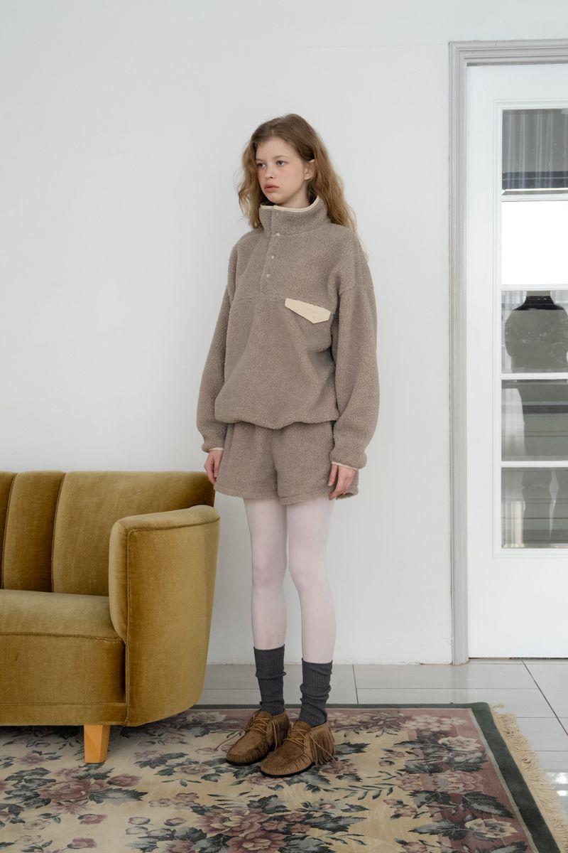 Teddy fleece shorts_mocha