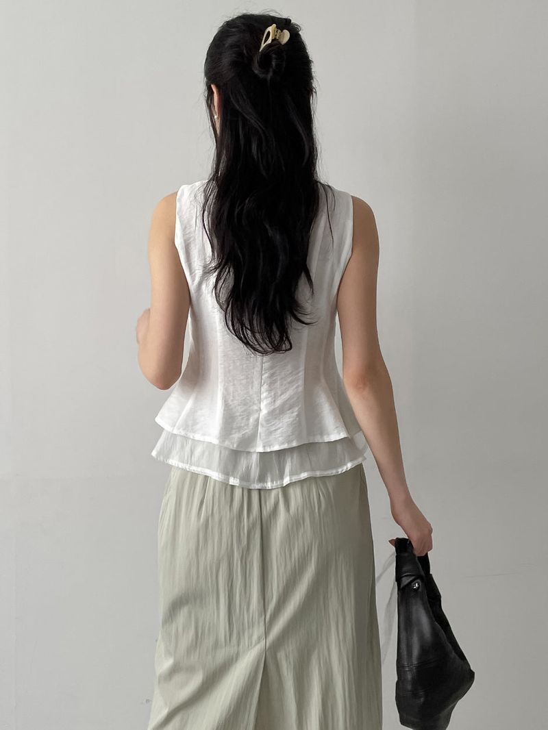 [Scarf SET] Liber Frill Sleeveless Blouse