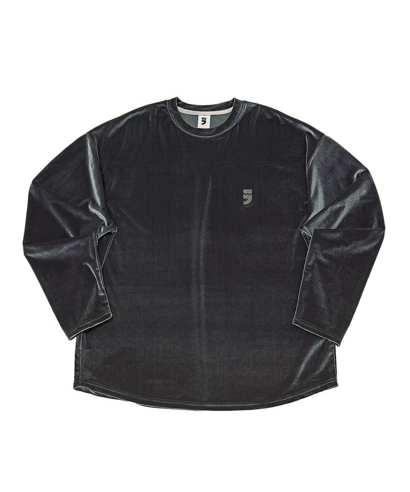 A NOTHING（アナッシング）の「DROP-SHOULDER VELVET TEE (Charcoal)（Tops）」