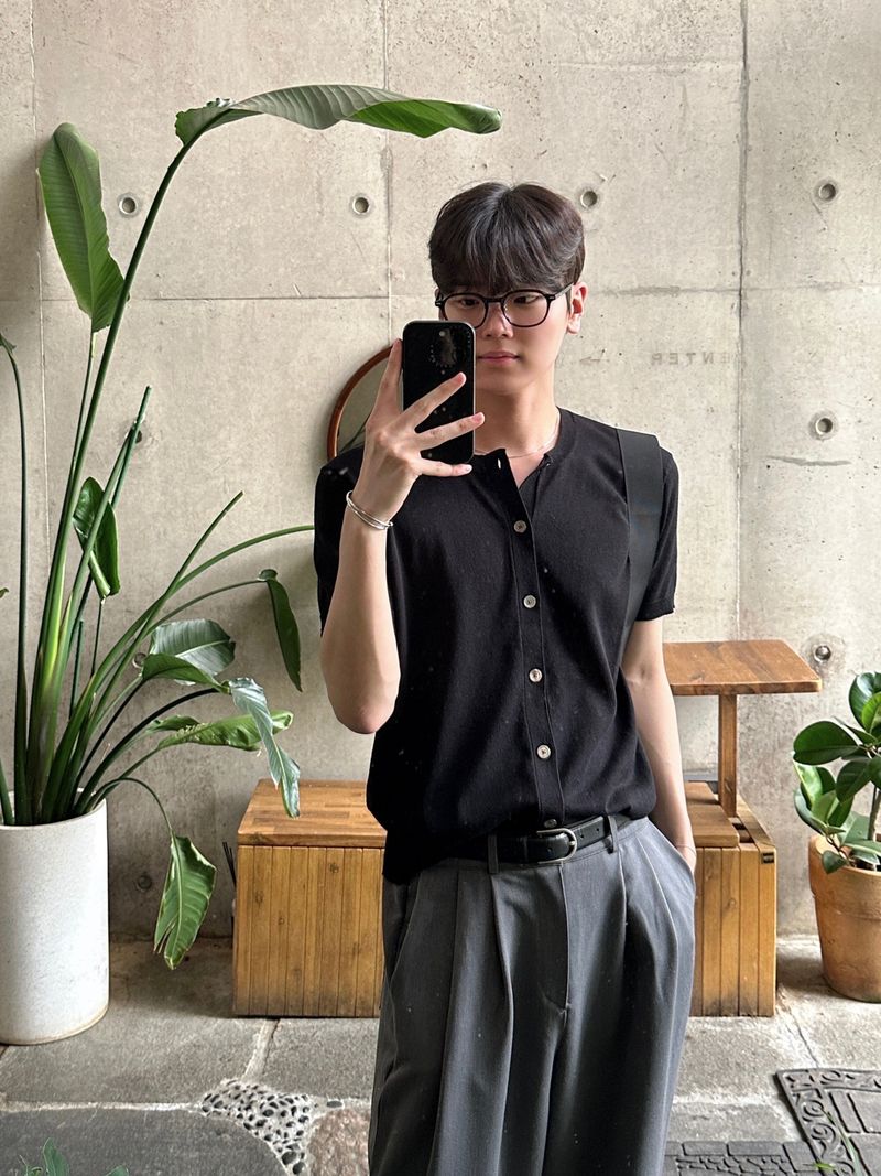 (Premium) Linen round half cardigan
