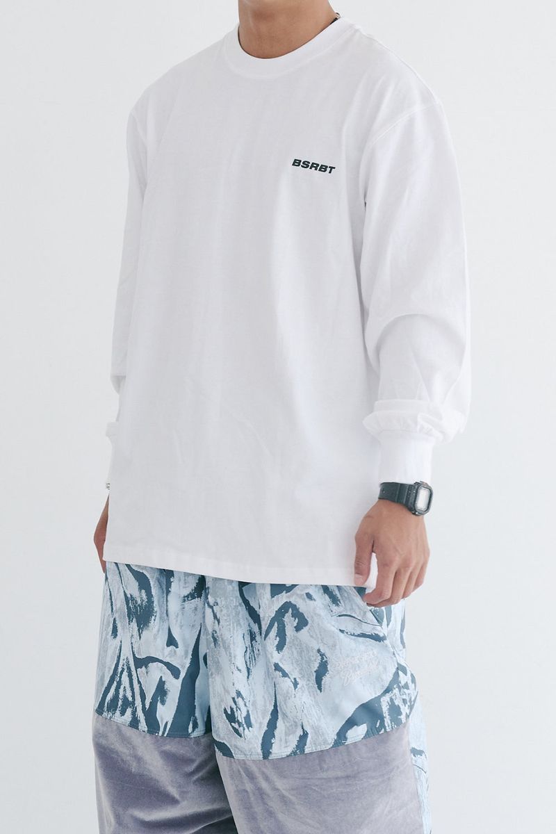 BSRABBIT(ビエスラビット)の「BSR2223FWPO081 BSBRT SIMPLE LOGO LONG SLEEVE WHITE(Tops)」