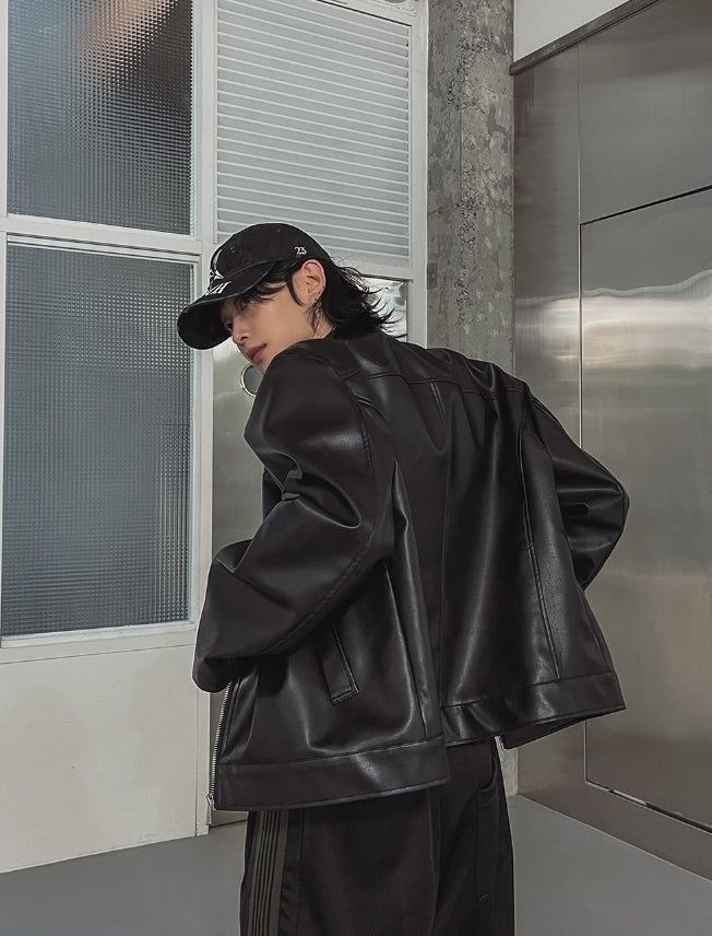 Kent western buckle leather jacket
