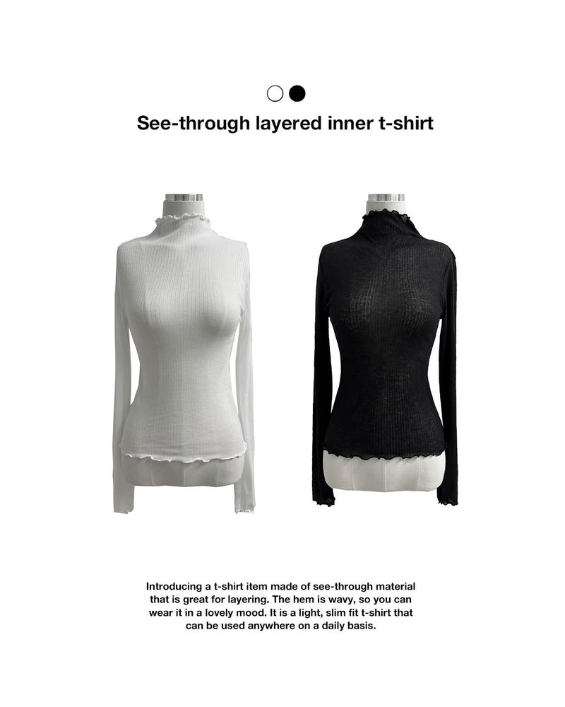 GUSTA(グスタ)の「See-through layered polar inner t-shirt (2 colors)(Tops)」