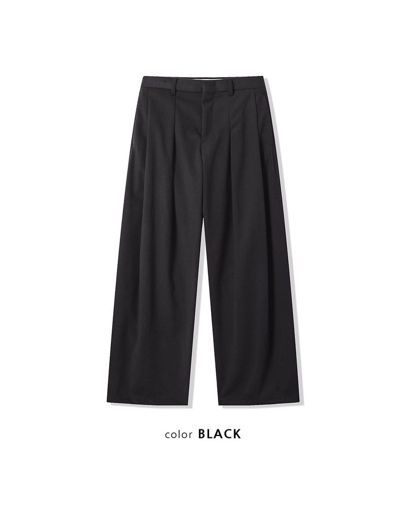 Worvel Wool Wide Pintuck Slacks