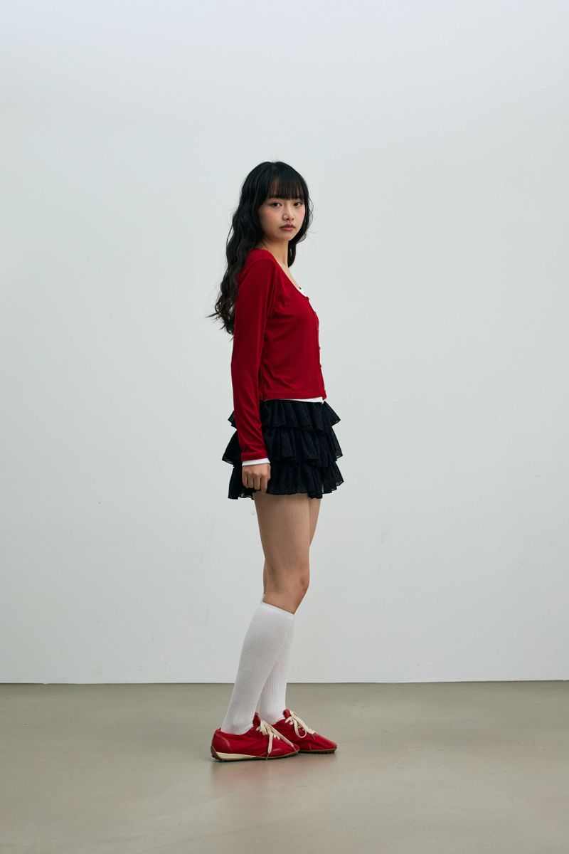 MINI HEART CANCAN SKIRT PANTS / BLACK