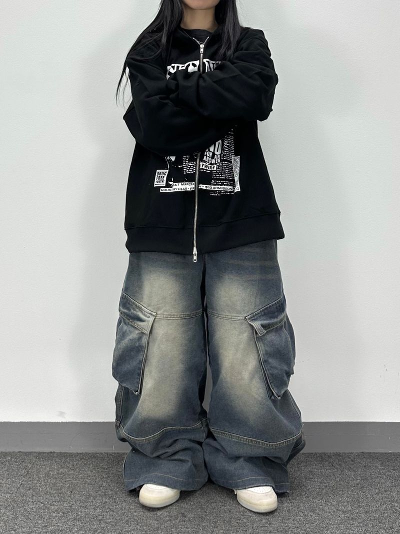 retro denim cargo pants