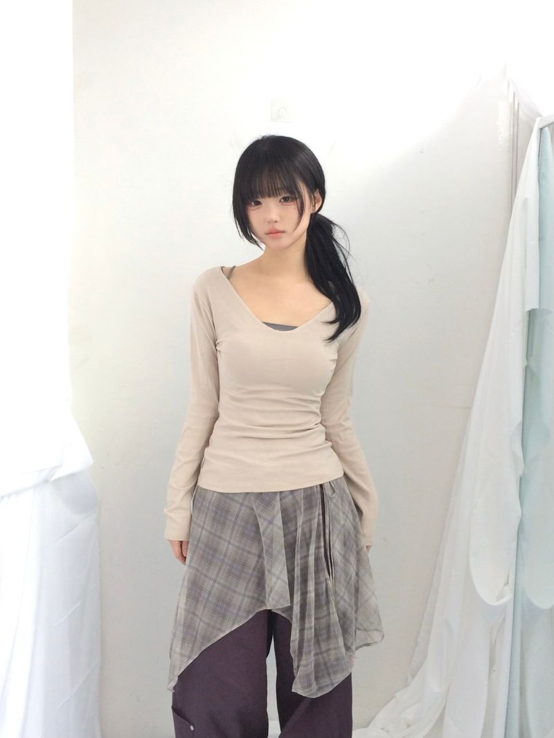 ner.ui.bin(ノエビン)の「Misty Checkered Layered Skirt(Skirts)」