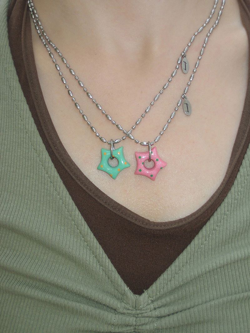 gleaming little star dot necklace [green]