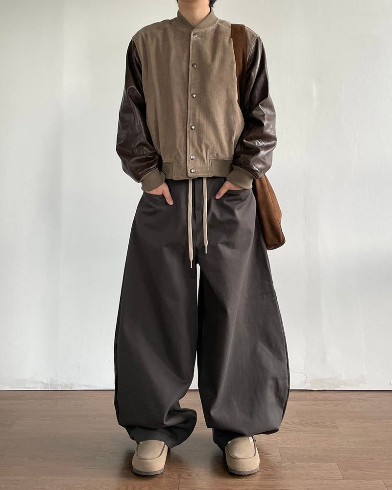 Baseball Corduroy Leather Jacket