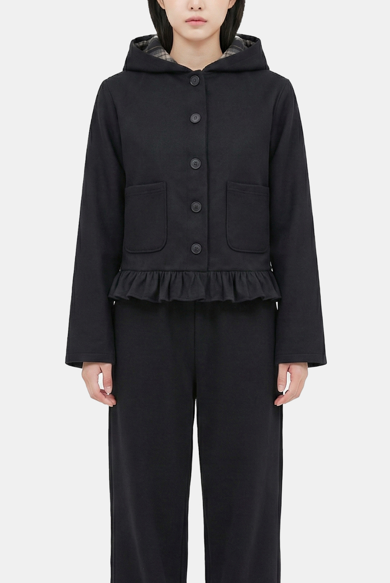 Chloe Check-Lined Hood Jacket