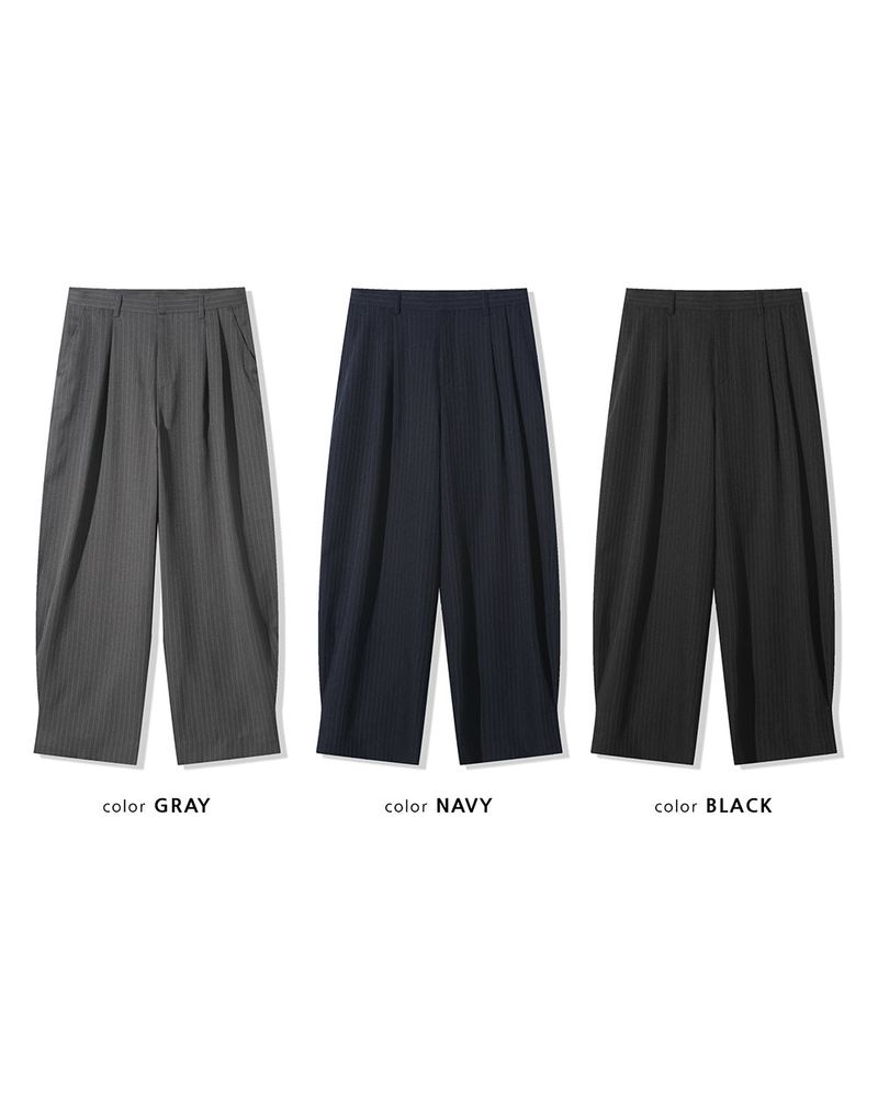 Lentic Side Pintuck Striped Slacks
