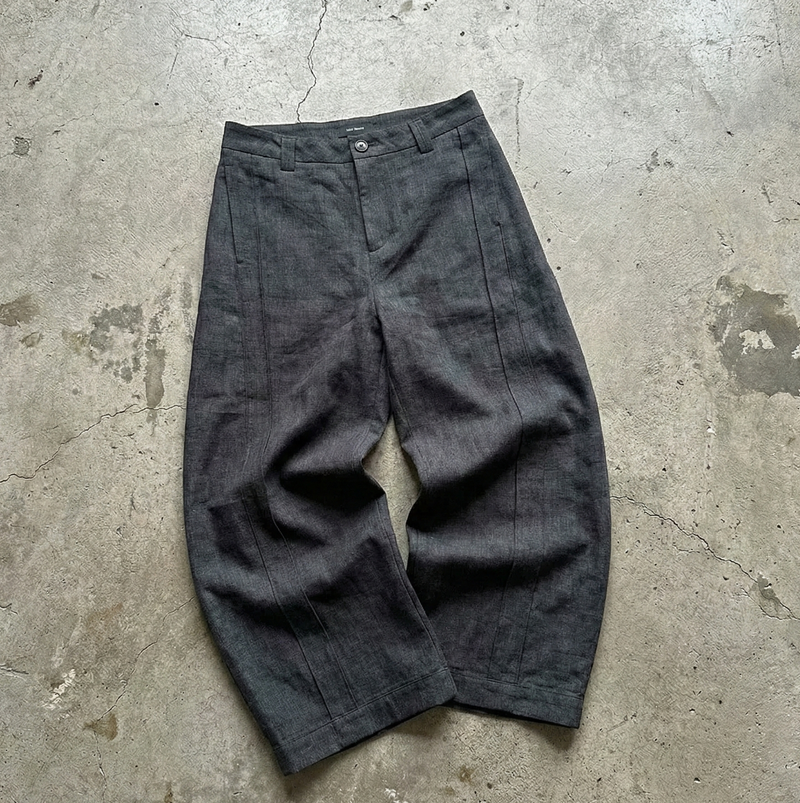 Drape Seam 3D Straight Floor-Length Pants