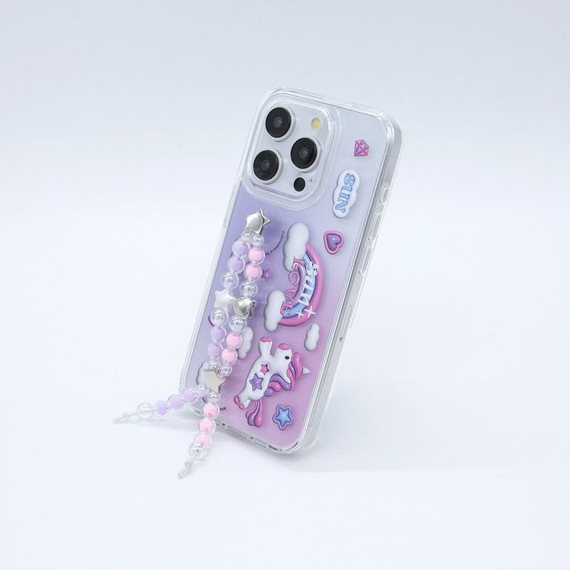SUN CASE CLEAR UNICON BEADS PINK